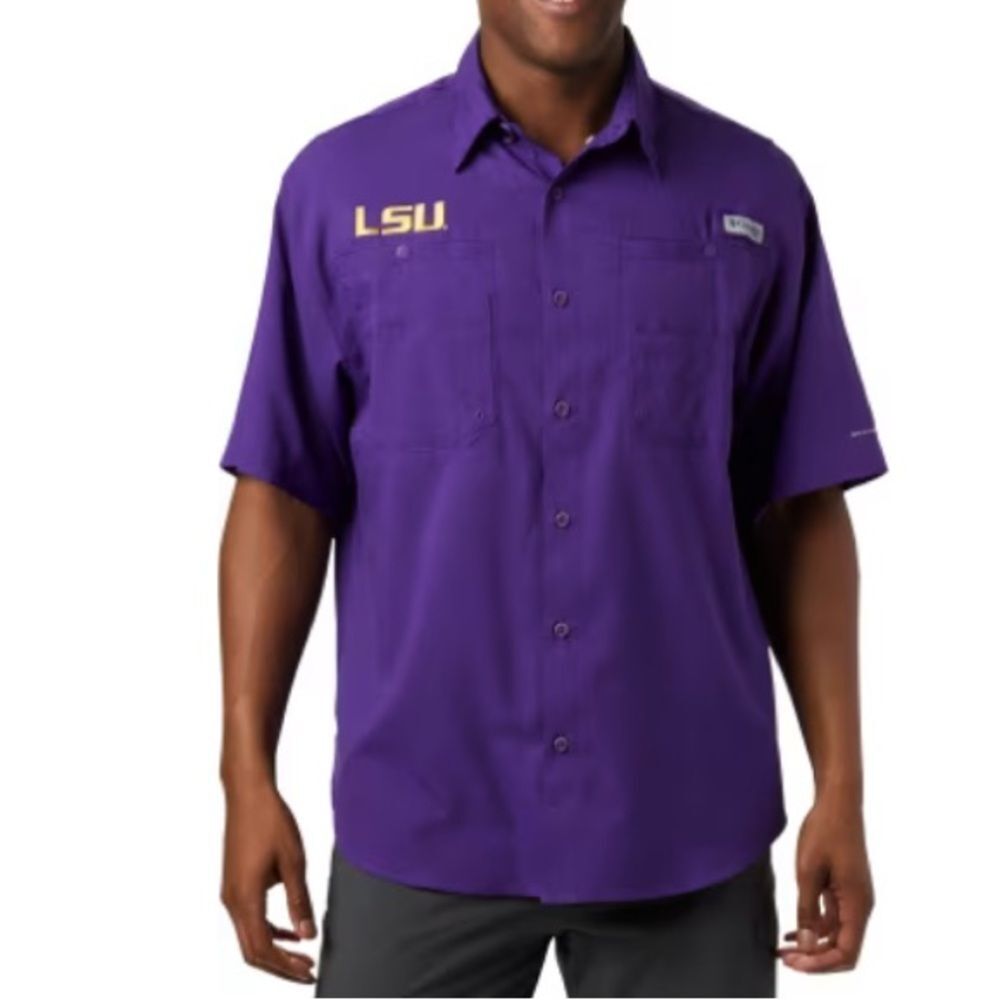 Columbia Collegiate PFG Tamiami Short-Sleeve Button-Down Shirt for Men’s Medium